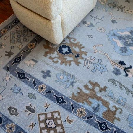 Geometric Handknotted Wool Rug